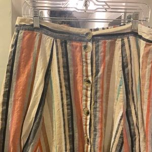 Linen type striped skirt